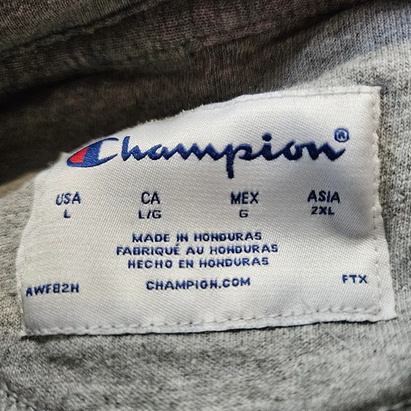 Champion Logo Gray Hoodie, size Large - Picture 5 of 5